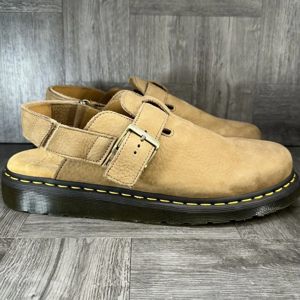 Dr. Martens Jorge II Mules Mens 13 Beige Suede Leather Slingback Clogs NEW